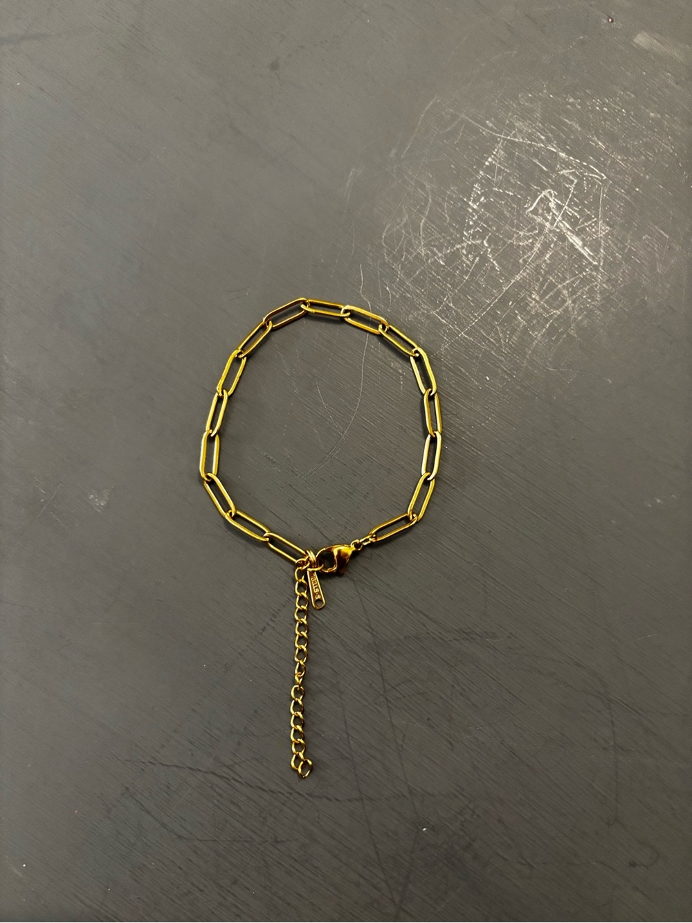 NEW 18K Gold PVD S.Steel Paperclip Bracelet w/Extender